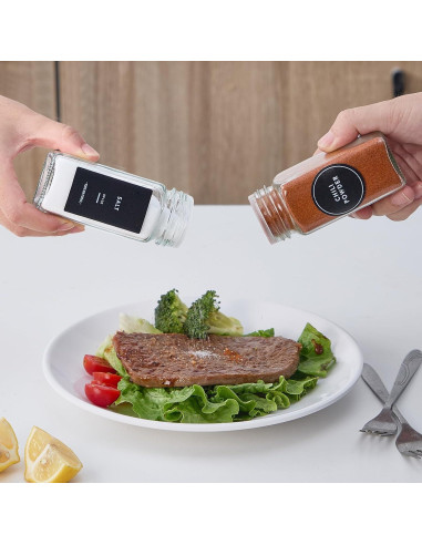 24 Tarros de Especias de Vidrio Fiwence con Etiquetas y Accesorios