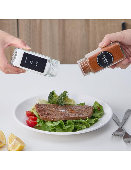 24 Tarros de Especias de Vidrio Fiwence con Etiquetas y Accesorios