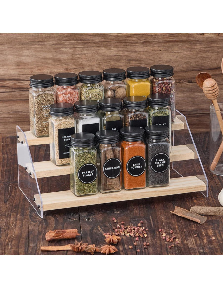 24 Tarros de Especias de Vidrio Fiwence con Etiquetas y Accesorios