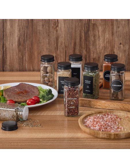 24 Tarros de Especias de Vidrio Fiwence con Etiquetas y Accesorios