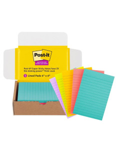 Notas Adhesivas Super Pegajosas Post-it 5 Blocs 4x6" 90 Hojas
