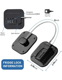 Cerradura de Refrigerador YECLTWE de Combinación Adhesiva Negra 2