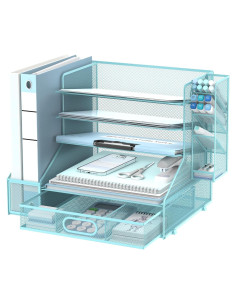 Organizador de Escritorio SUPEASY 6 Niveles Metal Azul