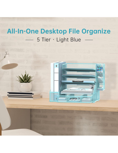 Organizador de Escritorio SUPEASY 6 Niveles Metal Azul