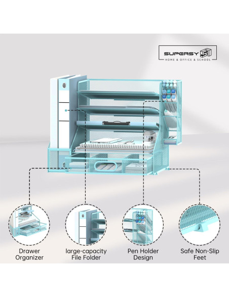 Organizador de Escritorio SUPEASY 6 Niveles Metal Azul Organizador de Escritorio SUPEASY 6 Niveles Metal Azul