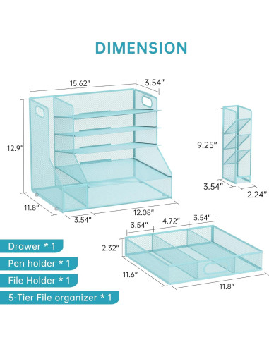 Organizador de Escritorio SUPEASY 6 Niveles Metal Azul