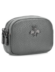 Monedero de Cuero imeetu para Mujeres con 2 Cremalleras