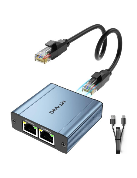 Divisor Ethernet 1 a 2 MT-VIKI 1000Mbps RJ45 Aluminio