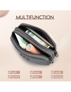 Monedero de Cuero imeetu para Mujeres con 2 Cremalleras 2