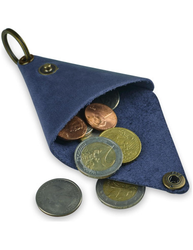 Monedero de Llave de Cuero Genuino Azul - Compacto y Seguro