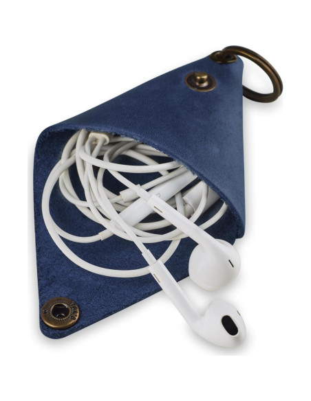 Monedero de Llave de Cuero Genuino Azul - Compacto y Seguro