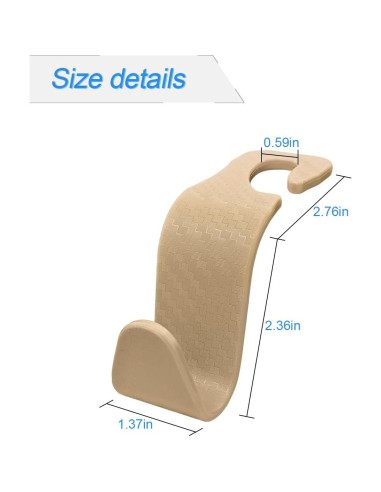 Ganchos para Reposacabezas de Automóvil Osilly - 4 Piezas Beige