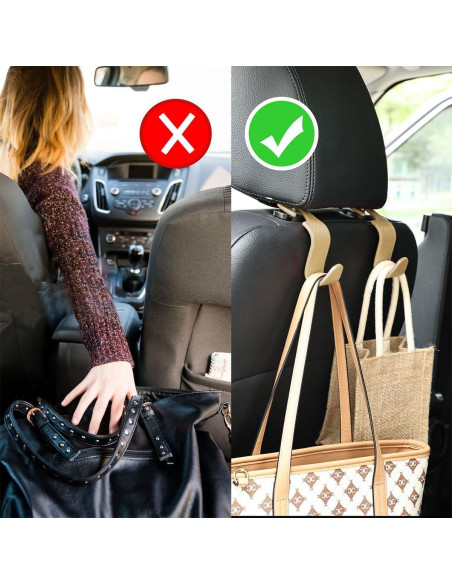 Ganchos para Reposacabezas de Automóvil Osilly - 4 Piezas Beige