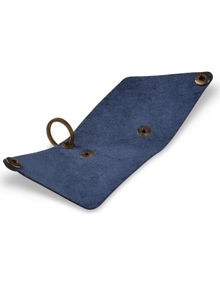 Monedero de Llave de Cuero Genuino Azul - Compacto y Seguro