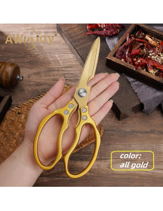 Tijeras de Cocina AWinjoy Doradas Multifuncionales 257g 2