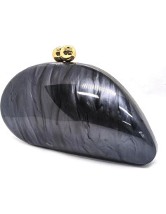 Bolso Clutch de Acrílico CUXVA Negro en Forma de Concha 2