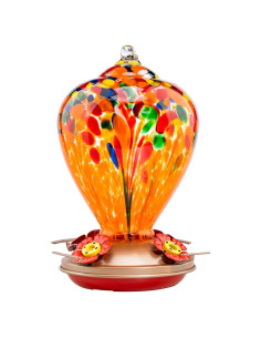 Alimentador de Colibrí Muse Garden de Vidrio 0.99L Naranja