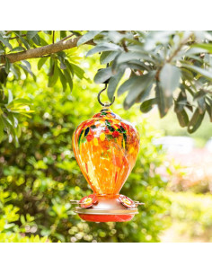 Alimentador de Colibrí Muse Garden de Vidrio 0.99L Naranja 2