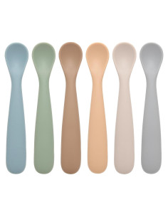 Cucharas de Silicona para Bebé Eascrozn - 6 Piezas, Apta para Lavavajillas