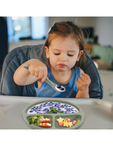 Cucharas de Silicona para Bebé Eascrozn - 6 Piezas, Apta para Lavavajillas