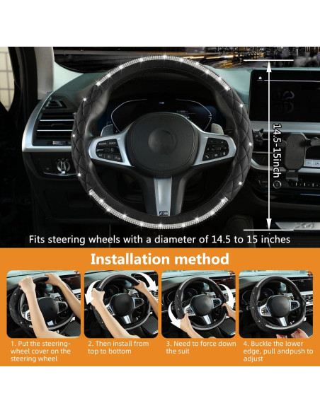 Cubierta de Volante Antideslizante LANPU SURE LPFS1 37-38 cm Negro