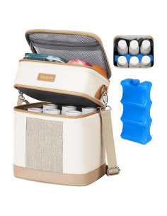 Bolsa de Enfriamiento de Leche Materna Mancro Beige - Aislada, 6 Biberones