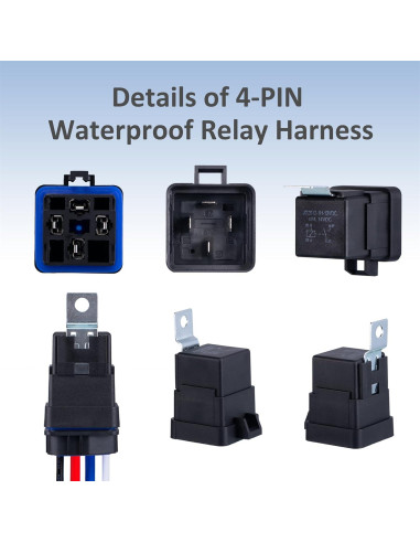 Relé Automotriz 4 Pines Ronybuy 12V 40A IP65 con Arnés