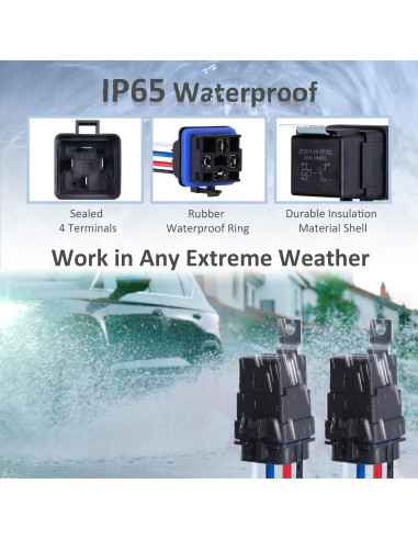 Relé Automotriz 4 Pines Ronybuy 12V 40A IP65 con Arnés