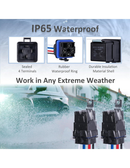 Relé Automotriz 4 Pines Ronybuy 12V 40A IP65 con Arnés