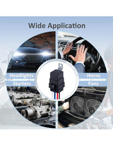 Relé Automotriz 4 Pines Ronybuy 12V 40A IP65 con Arnés