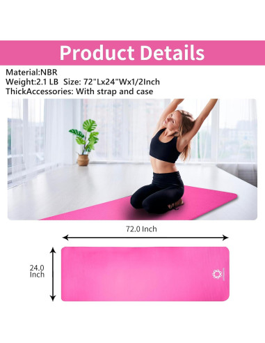 Mat de Yoga Primasole NBR Extra Grueso 1.27cm Antideslizante