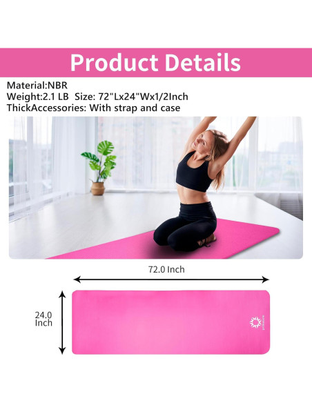 Mat de Yoga Primasole NBR Extra Grueso 1.27cm Antideslizante