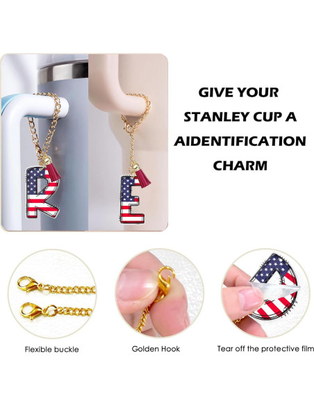 Encantos de Letras A-Z para Taza Stanley 40oz - Accesorios Personalizados