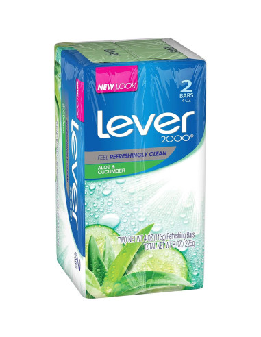 Jabón en barra Lever 2000 Aloe y Pepino 226.8g (Paquete de 2)