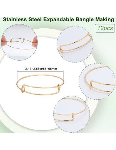 12 Pulseras Expandibles de Oro SUNNYCLUE para Hacer Joyas