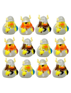 Set de 12 Patitos de Goma Vikingos - Decoración Fiesta Medieval