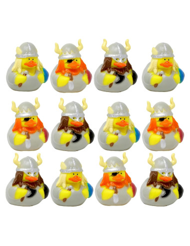 Set de 12 Patitos de Goma Vikingos - Decoración Fiesta Medieval