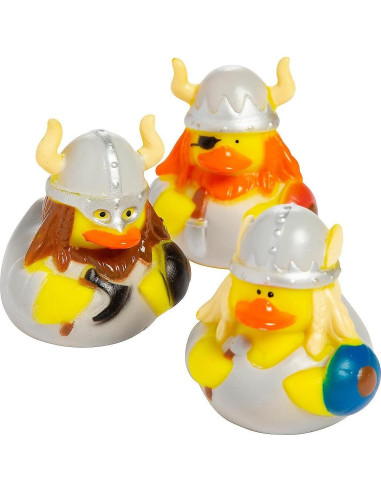 Set de 12 Patitos de Goma Vikingos - Decoración Fiesta Medieval