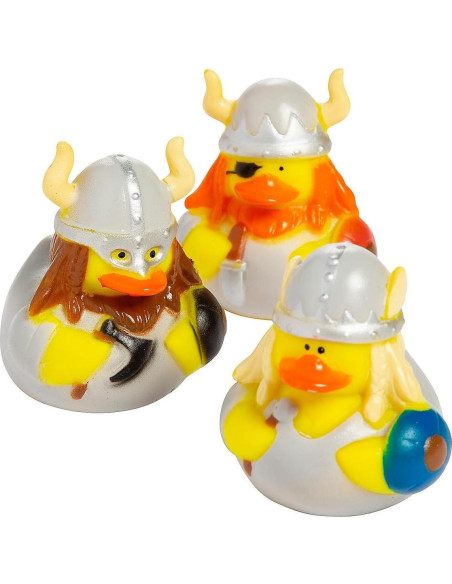 Set de 12 Patitos de Goma Vikingos - Decoración Fiesta Medieval
