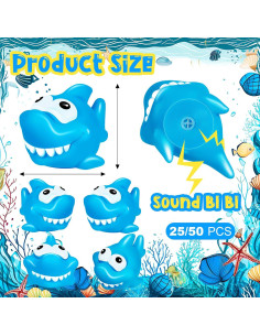25 Juguetes de Baño Tiburones de Goma KFPPLXQ 5 cm 2
