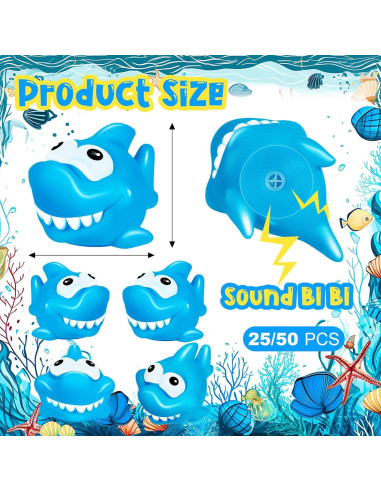 25 Juguetes de Baño Tiburones de Goma KFPPLXQ 5 cm