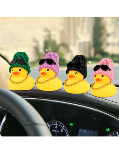Ornamento de coche pato de goma Wonuu con casco y gafas