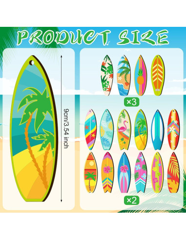 Adornos de Madera Geelin 36 Pcs Verano Tabla de Surf