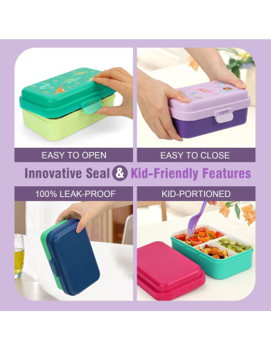 Caja Bento Pequeña Caperci 3 Compartimentos a Prueba de Fugas