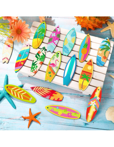 Adornos de Madera Geelin 36 Pcs Verano Tabla de Surf