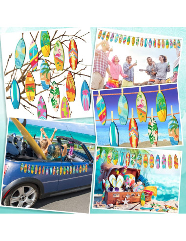 Adornos de Madera Geelin 36 Pcs Verano Tabla de Surf
