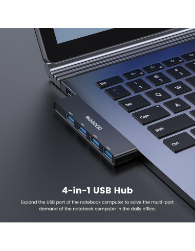 Hub USB 3.0 MOGOOD 4 Puertos Adaptador Multiport Negro