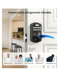 Cerradura Electrónica Veise con Teclado y Manija, Negro Mate 2