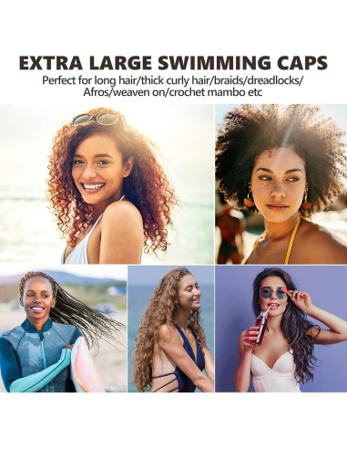 Gorra de Natación Extra Grande YOGINGO para Cabello Rizado