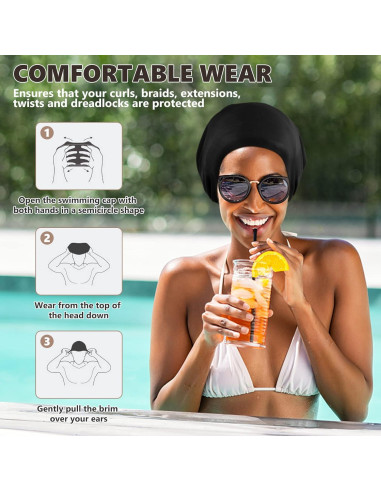 Gorra de Natación Extra Grande YOGINGO para Cabello Rizado
